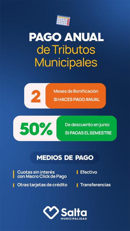 Habilitaron el pago anual de los tributos&nbsp;municipales