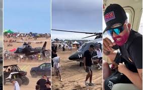 Pinamar: Perro Primo llegó a una playa en helicóptero y le sacaron la licencia al&nbsp;piloto