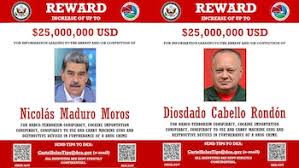 EEUU aumentó a 25 millones de dólares la recompensa por la captura de Nicolás Maduro y Diosdado Cabello