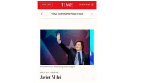 La revista Time eligió a Javier Milei entre las 100 personas más influyentes de&nbsp;2025