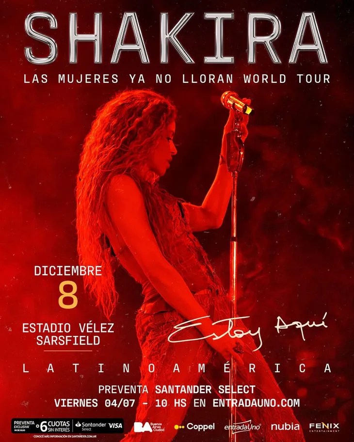 Shakira vuelve a la Argentina: cómo y dónde conseguir las&nbsp;entradas