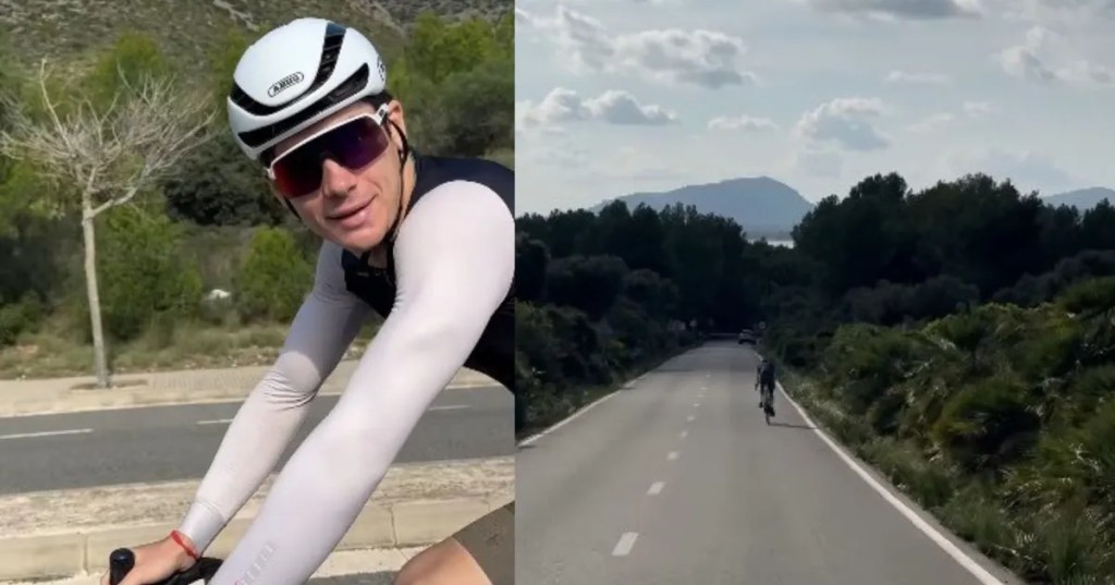 Franco Colapinto se mostró paseando en bicicleta tras el accidente en los test de&nbsp;Alpine
