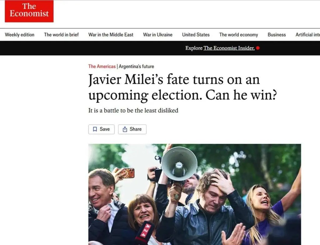 «¿Puede ganar?»: cuál sería un buen resultado para Milei en las elecciones, según The&nbsp;Economist