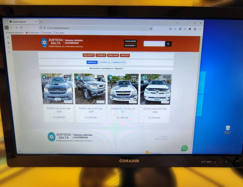 Subasta Judicial en Salta: rematan cuatro camionetas Toyota y Chevrolet del Poder&nbsp;Ejecutivo